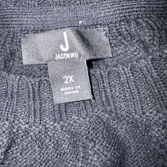 Jason Wu June Sweater Black Textured Chevron Knit Flared Peplum Size 2X - Picture 5 of 10